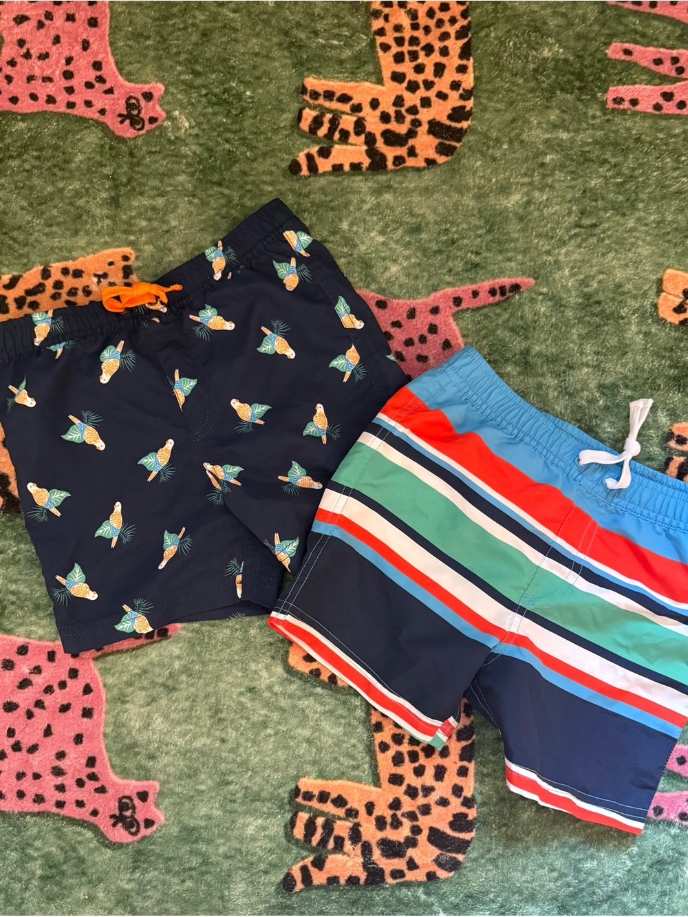 First Impressions Boys Swim Trunks - Teal & White Lined
